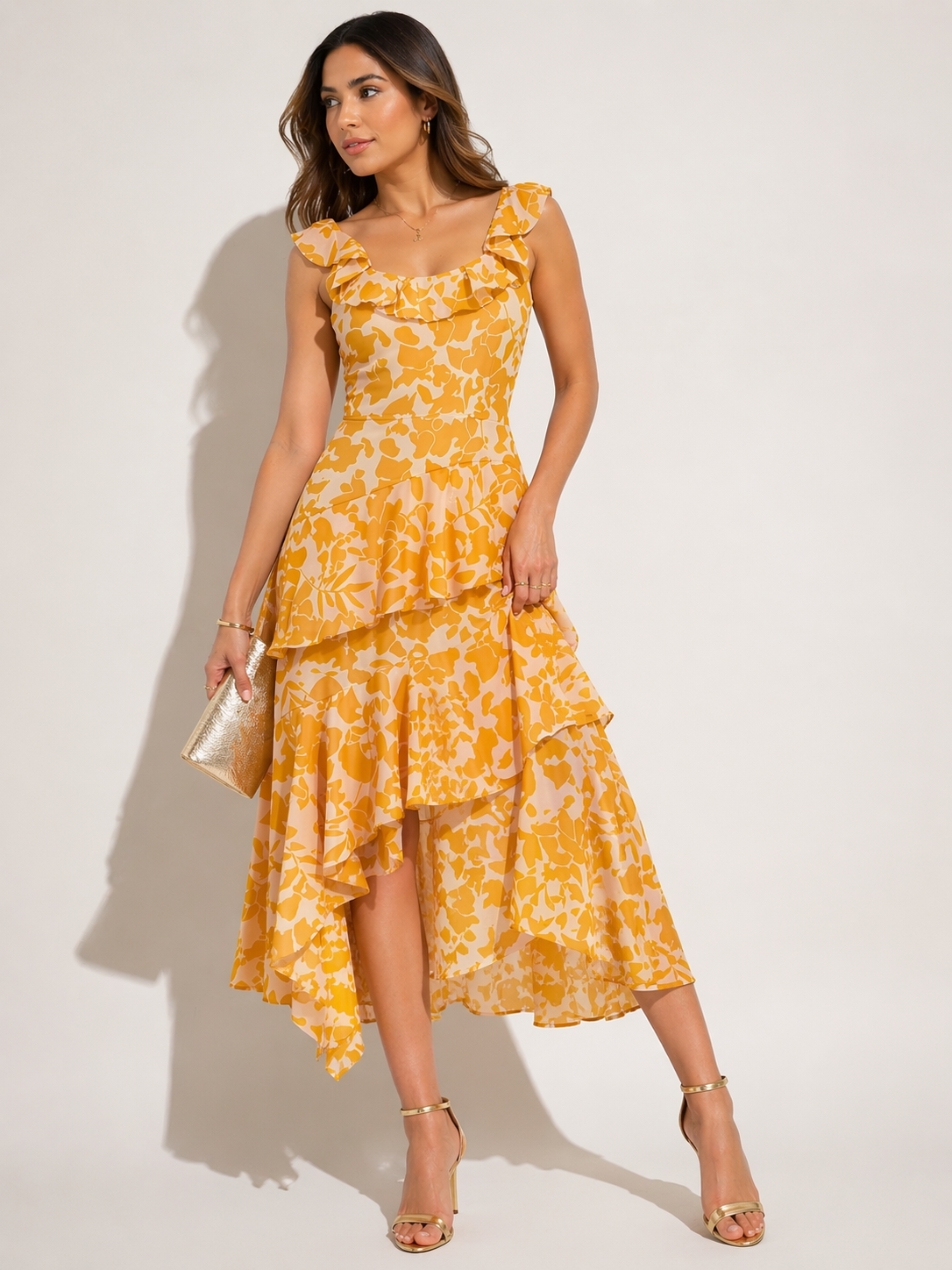 bcbg yellow ruffle dress Yellow BCBGMAXAZRIA Jenine Neon High Split Pleated Skirt Maxi Dress Runway Catalog Neck Satin Back Crepe Ruffle Trims Flounce Hem 100% Polyester Machine Wash Make An Offer BCBGMAXAZRIA Saffron Petal Ruffle Midi